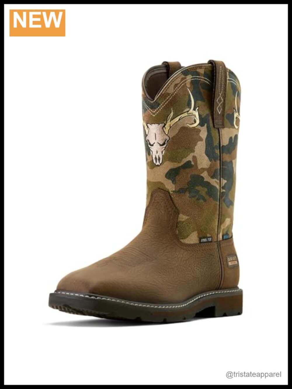 Steel Toe Waterproof Work Boot Square Toe Pull-On 4LR DRYShield
